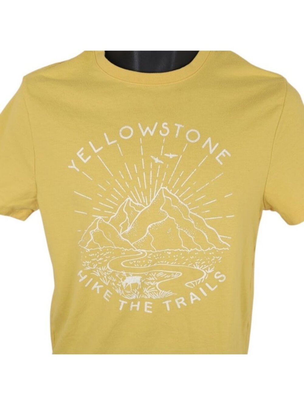 Yellowstone National Park T Shirt Mens Size Small Yellow Hike The Trails